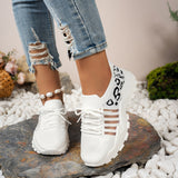Zapatillas deportivas para mujer – Flyknit transpirable – Suela ondulada – Estampado de leopardo – Básicas