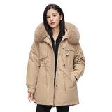 Chaqueta parka para mujer – Corte oversize – Capucha de piel sintética – Cintura ajustable