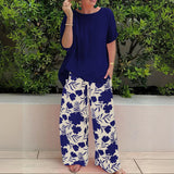 Pantalón ancho para mujer – Corte fluido – Estampado floral – Tejido de lino ligero