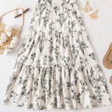 Falda midi para mujer – Corte fluido y acampanado – Cintura elástica – Tejido floral ligero