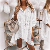 Blusa de mujer – Corte relajado – Algodón ligero – Detalle calado – Botones informales