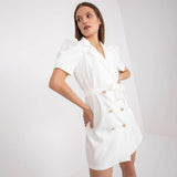 Vestido Blazer para Mujer – Corte Entallado – Cruzado – Mangas Abullonadas – Cinturón
