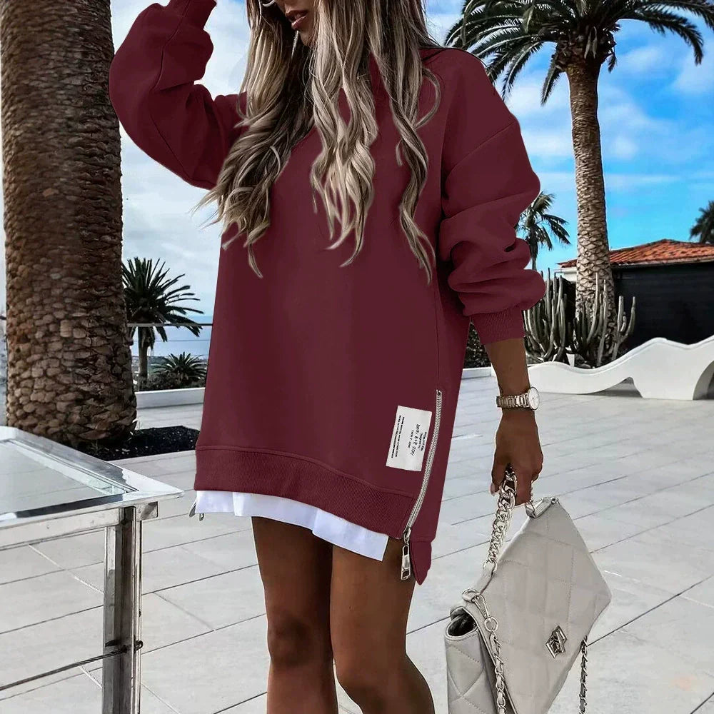 Vestido tipo sudadera para mujer - Algodón - Corte holgado - Cuello redondo - Largo mini
