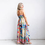 Vestido largo de mujer – Tirantes finos – Corte evasé – Cintura alta – Tejido ligero