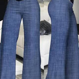 Pantalón de mujer de cintura alta – Pernera ancha y fluida – Cinturón decorativo – Tejido ligero