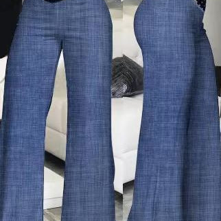 Pantalón de mujer de cintura alta – Pernera ancha y fluida – Cinturón decorativo – Tejido ligero