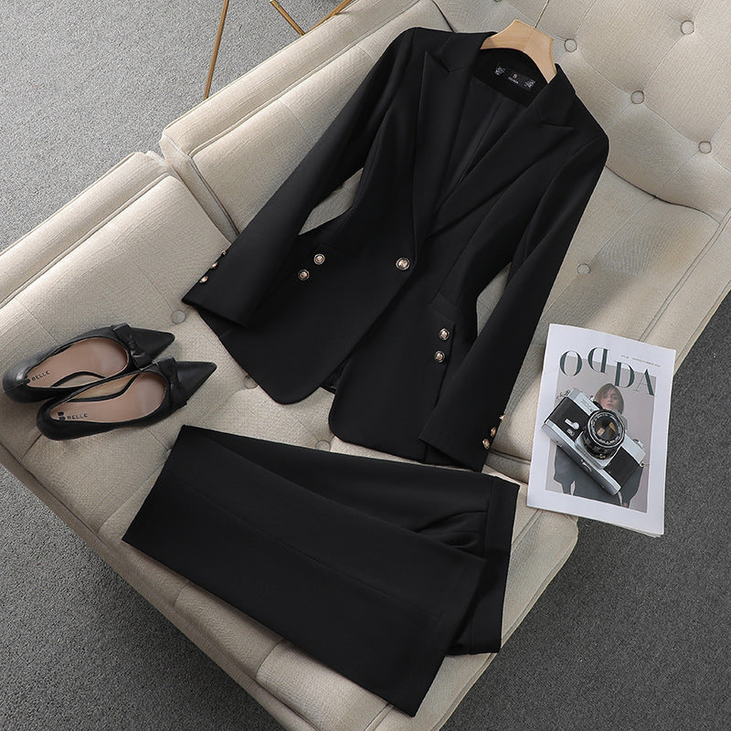 Traje de pantalón de mujer – Corte entallado – Blazer de 1 botón – Tejido fluido y elegante