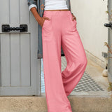 Pantalón ancho de mujer – Corte holgado – Cintura elástica – Tejido transpirable y fluido