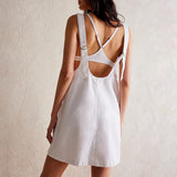 Vestido casual de mujer – Corte evasé – Tejido natural transpirable – Sin mangas – Bolsillos delanteros