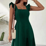 Vestido corto de mujer – Estilo skater – Tirantes con volantes – Tejido ligero y transpirable