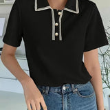Polo de mujer – Corte regular – Mangas cortas – Cuello con botones decorativos