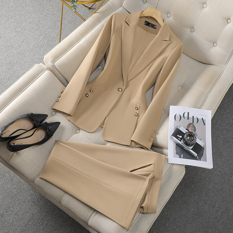 Traje de pantalón de mujer – Corte entallado – Blazer de 1 botón – Tejido fluido y elegante