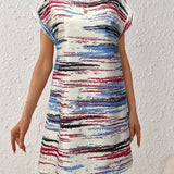 Vestido túnica para mujer – Corte relajado – Estampado bohemio – Mangas cortas – Estilo casual