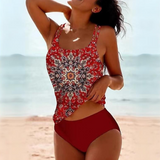 Traje de baño tankini para mujer – Tirantes dobles – Cintura alta – Tejido elástico transpirable