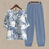 Conjunto de mujer – Corte holgado – Tejido transpirable – Top mariposa y pantalón ancho
