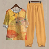 Conjunto de mujer – Corte holgado – Tejido transpirable – Top mariposa y pantalón ancho