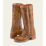 Botas altas de mujer – Piel lisa – Corte estructurado – Punta redonda – Tacón bajo