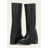 Botas altas de mujer – Piel lisa – Corte estructurado – Punta redonda – Tacón bajo