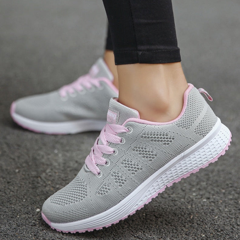 Zapatillas deportivas para mujer – Malla transpirable – Sujeción óptima – Cierre con cordones antideslizante