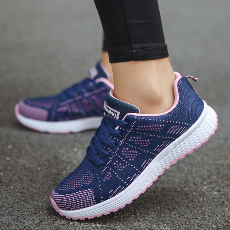 Zapatillas deportivas para mujer – Malla transpirable – Sujeción óptima – Cierre con cordones antideslizante
