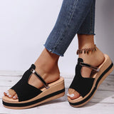 Sandalias de cuña para mujer – Fáciles de poner – Punta abierta – Tejido suave y transpirable