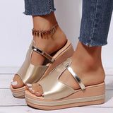 Sandalias de cuña para mujer – Fáciles de poner – Punta abierta – Tejido suave y transpirable
