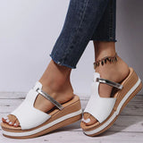 Sandalias de cuña para mujer – Fáciles de poner – Punta abierta – Tejido suave y transpirable