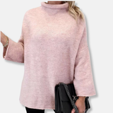 Suéter de mujer - Tejido suave - Cuello alto - Largo hasta la cadera