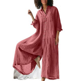 Mono de mujer – Corte oversize – Tejido transpirable – Largo – Botones delanteros con bolsillos
