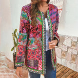 Cárdigan de mujer – Punto suave – Corte holgado – Abertura frontal – Patrón patchwork