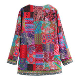 Cárdigan de mujer – Punto suave – Corte holgado – Abertura frontal – Patrón patchwork