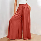 Pantalones anchos para mujer - Cintura alta - Tejido fluido - Estilo elegante y cómodo