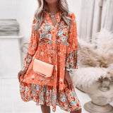 Leah - Vestido de verano multicolor con escote en V