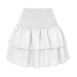 Falda corta para mujer - Cintura elástica - Con volantes y ligera - Estilo bohemio informal
