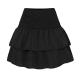 Falda corta para mujer - Cintura elástica - Con volantes y ligera - Estilo bohemio informal