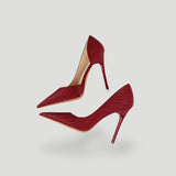 Zapatos de tacón de aguja para mujer, punta puntiaguda, elegante estampado de serpiente