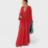 Vestido plisado elegante con mangas largas
