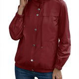 Gabardina para mujer – Impermeable con capucha – Corte holgado – Botones a presión
