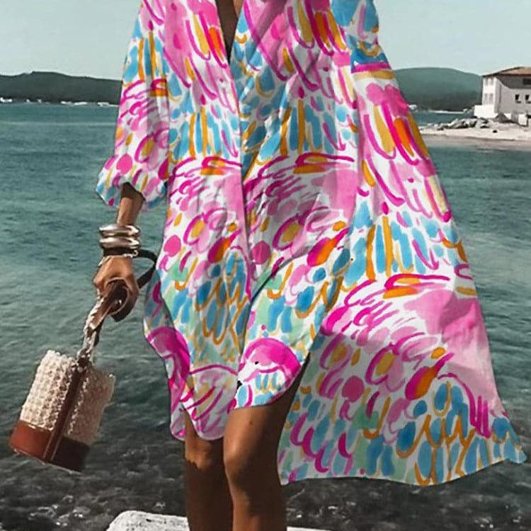 Fina - Vestido holgado y colorido con estampados veraniegos