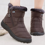 Botas de nieve para mujer – Media caña – Impermeables – Forro de piel – Cierre con cremallera