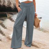Pantalones de mujer - Cintura elástica - Piernas anchas - Comodidad elegante y chic