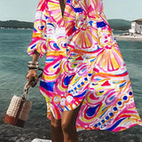 Fina - Vestido holgado y colorido con estampados veraniegos