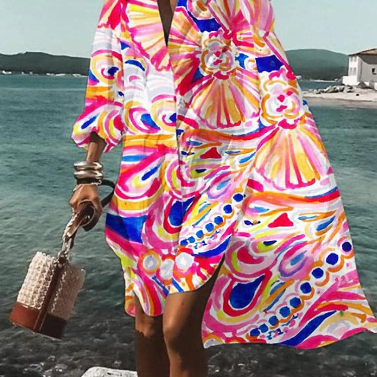 Fina - Vestido holgado y colorido con estampados veraniegos
