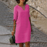 Marie - Precioso vestido de manga corta con escote en V