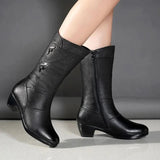 Botas de mujer - Piel elegante - Tacón bajo cómodo - Cremallera práctica