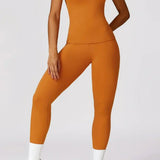 Conjunto deportivo para mujer: leggings moldeadores y camiseta ajustada, transpirable y elástico.