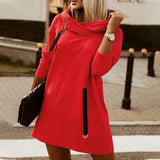 Vestido sudadera para mujer – Corte oversize – Escote drapeado – Punto suave – Largo mini