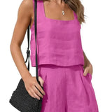 Conjunto de mujer - Chaqueta elegante y pantalones cortos - Tejido ligero - Corte moderno