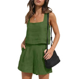 Conjunto de mujer - Chaqueta elegante y pantalones cortos - Tejido ligero - Corte moderno