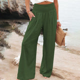 Pantalones de mujer - Cintura elástica - Piernas anchas - Comodidad elegante y chic